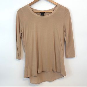 Ann Taylor Flowy 3/4 Sleeve Blouse Top Tan